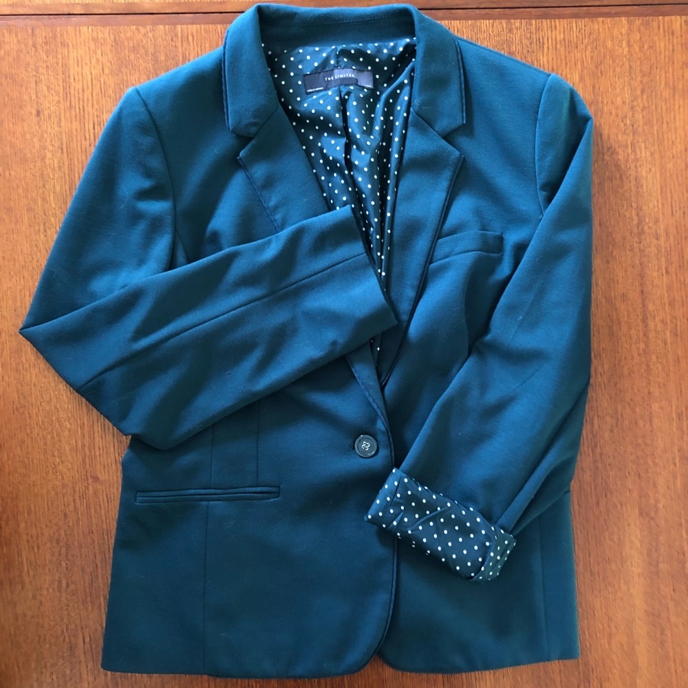 XL LIMITED Teal Blazer-  polka dot interior